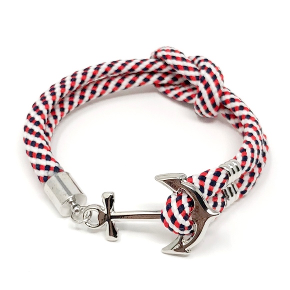 Red Nautical Rope Anchor Bracelet - Picture 1 of 3